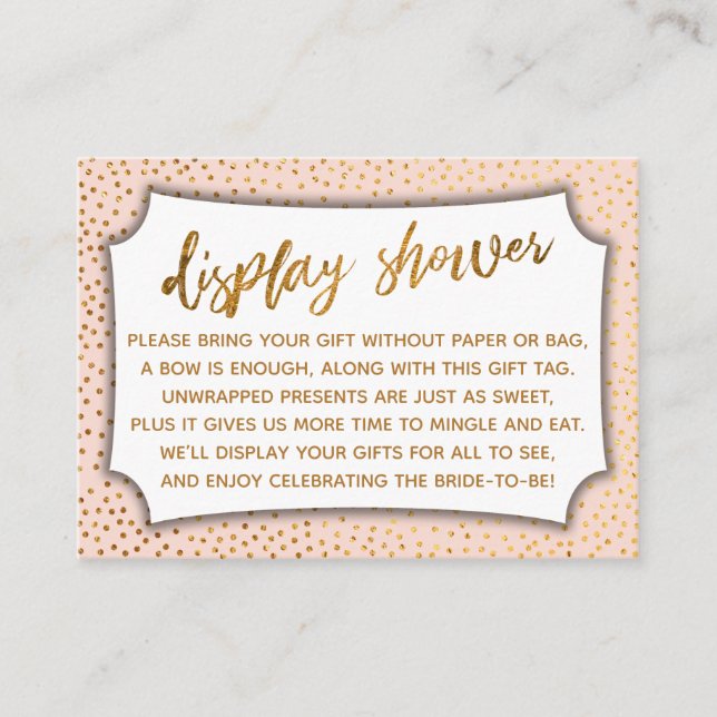 D'accompagnement Carte d'affichage Blush & Gold Confetti (Devant)