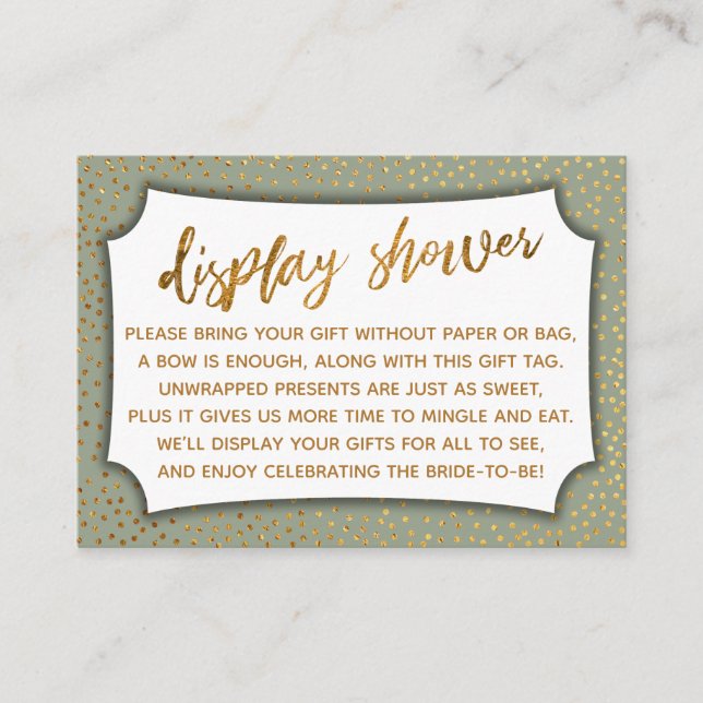 D'accompagnement Carte d'affichage Sage Green & Gold Confetti (Devant)