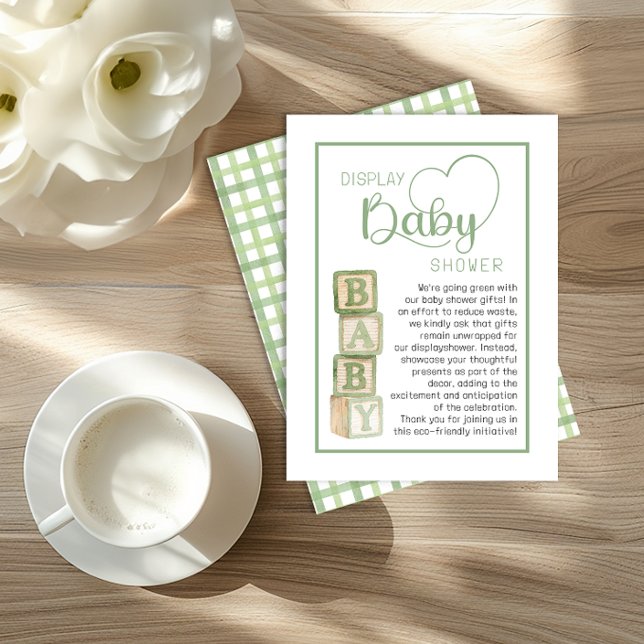 D'accompagnement Carte d'affiche de douche Vert Sauge | Cadeaux non (Display Baby Shower)