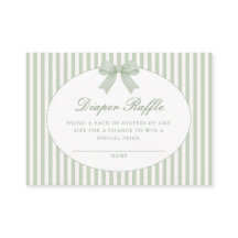 Carte d'annonce de Baby Shower rayée vert sauge