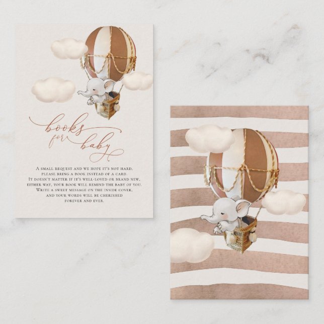 D'accompagnement Carte d'annonce de livres bébé éléphant ballon (Devant / Derrière)