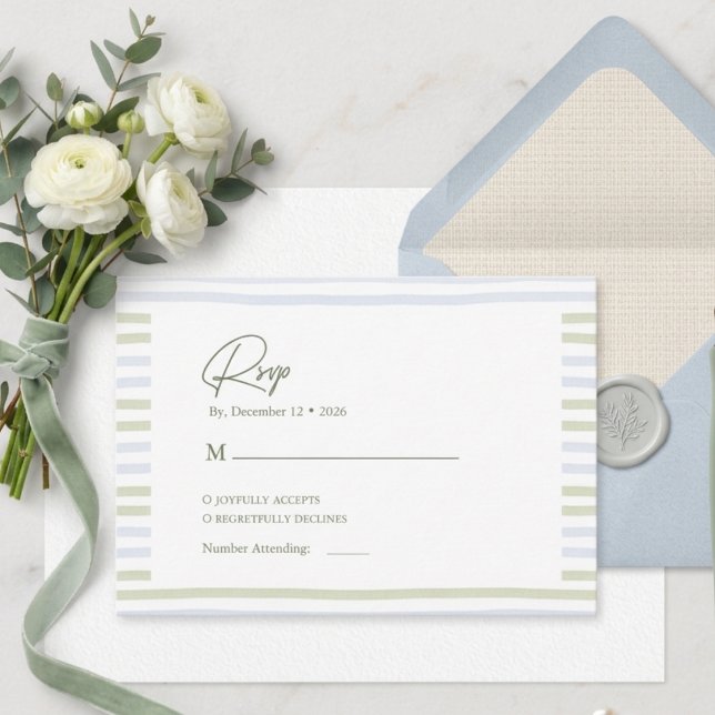 D'accompagnement Carte d'annonce de mariage à ruban vert sauge (Créateur téléchargé)