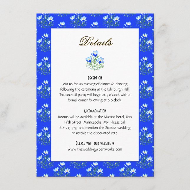 D'accompagnement Carte d'annonce de mariage au Crocus Bleu (Devant)