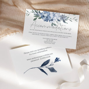 D'accompagnement Carte d'annonce de mariage aux fleurs bleu poussié