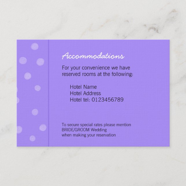 D'accompagnement Carte d'annonce de mariage aux points violets pein (Devant)