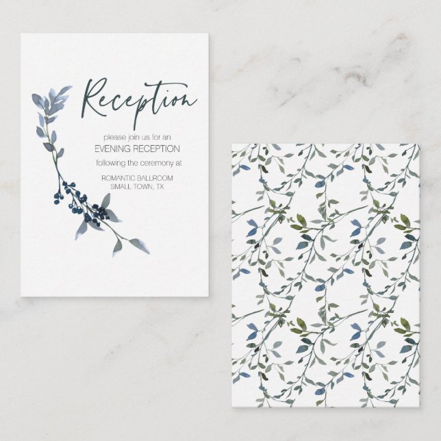 D'accompagnement Carte d'annonce de mariage florale verte argentée  (Devant / Derrière)