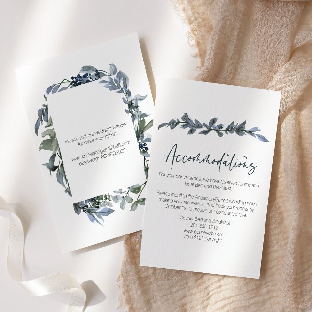 D'accompagnement Carte d'annonce de mariage florale verte argentée  (Créateur téléchargé)