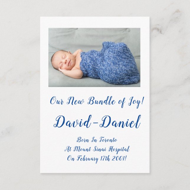 D'accompagnement Carte d'annonce de naissance de beau bébé garçon (Devant)