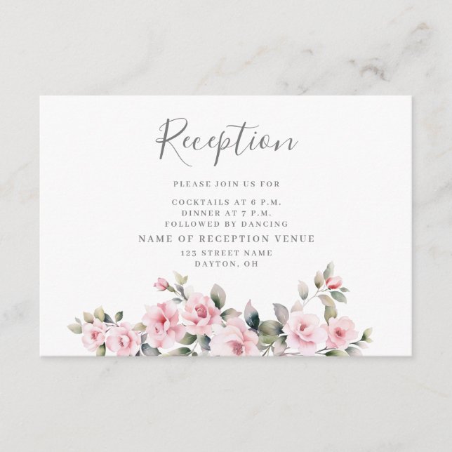 D'accompagnement Carte d'annonce de réception de mariage floral ros (Devant)