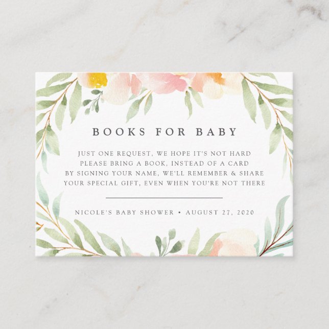 D'accompagnement Carte de Baby shower Airy Floral Book Request (Devant)