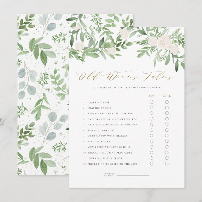 D'accompagnement Carte de Baby shower de contes floraux pour vieill (Devant / Derrière)