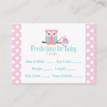 Carte de Baby shower de prédictions de Chouette ro