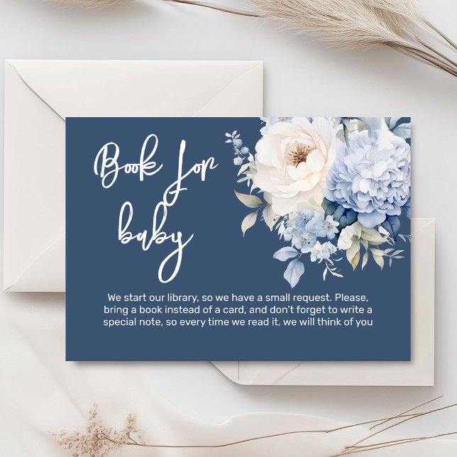 D'accompagnement Carte de baby shower floral bleu et blanc poussiér (Dusty blue and beige watercolor peonies floral baby shower invitation, gender neutral)