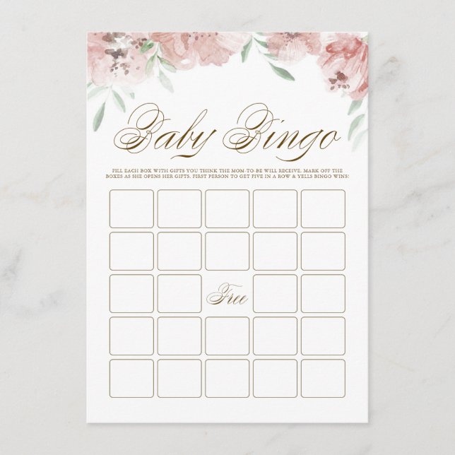 D'accompagnement Carte de Baby shower Mauve Blush Pink Flowers (Devant)