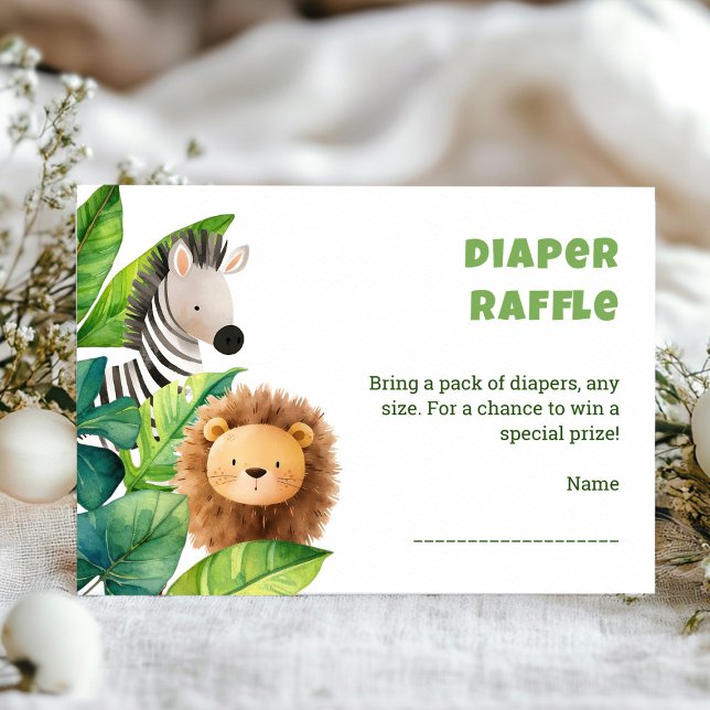 D'accompagnement Carte de baby shower Safari animal watercolor (Safari wild one baby shower enclosure card)