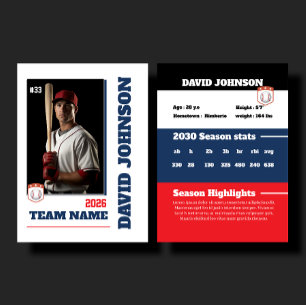 D'accompagnement Carte de baseball personnalisée bleue Profil de jo