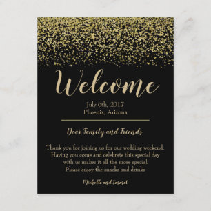 D'accompagnement Carte de bienvenue de mariage noir et or pour hôte