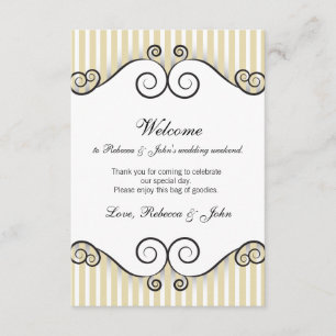D'accompagnement Carte de bienvenue de mariage rayée or vintage