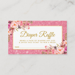 D'accompagnement Carte de billet Pink Gold Baby shower Diaper Raffl