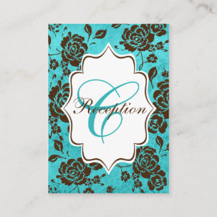 D'accompagnement Carte de boîtier Aqua Brown Floral Damask