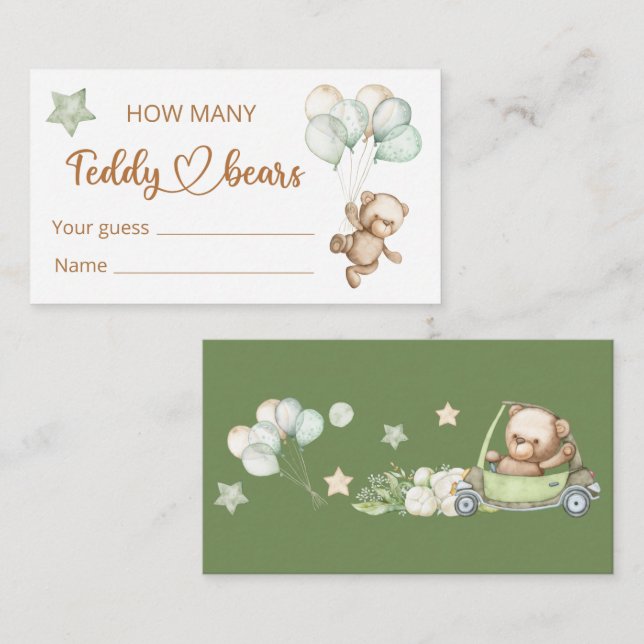D'accompagnement Carte de boîtier Baby shower pour bébé ours en pel (Devant / Derrière)