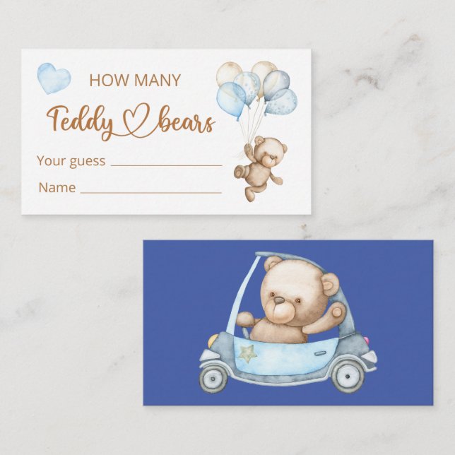 D'accompagnement Carte de boîtier Baby shower pour bébé ours en pel (Devant / Derrière)