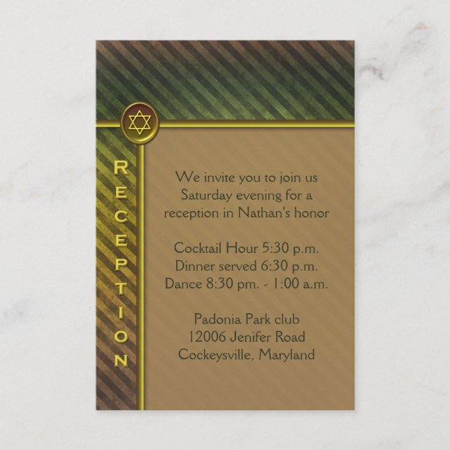 D'accompagnement Carte de boîtier Brown, Barre Verte Mitzvah (Devant)