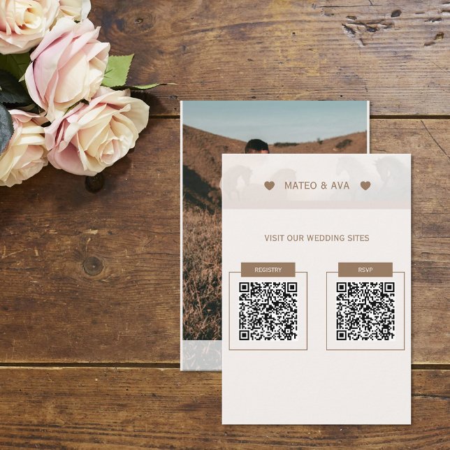 D'accompagnement Carte de boîtier Cd Mariage QR Photo Chevaux Natur (Custom Wedding 2 QR code enclosure cards (Add Your Photo))