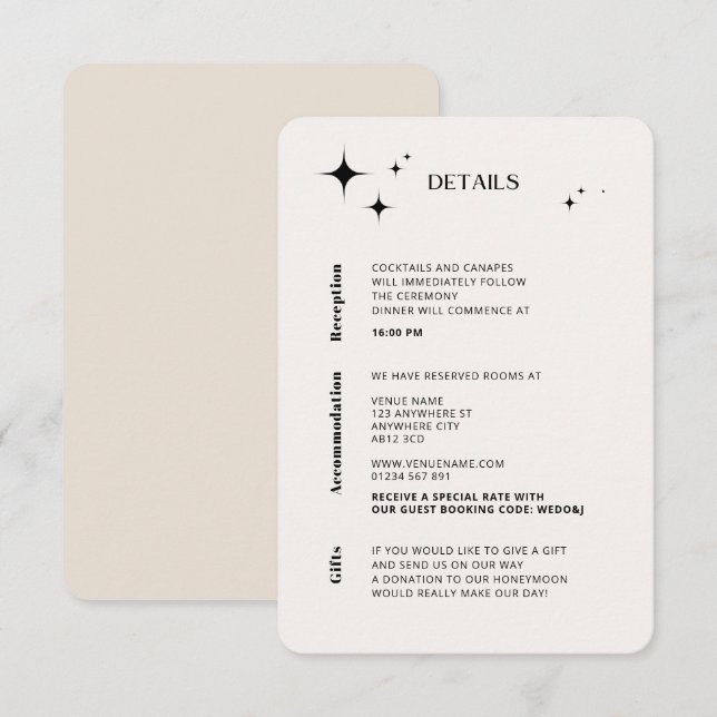 D'accompagnement Carte de boîtier céleste d'ivoire moderne OLIVIA (Devant / Derrière)