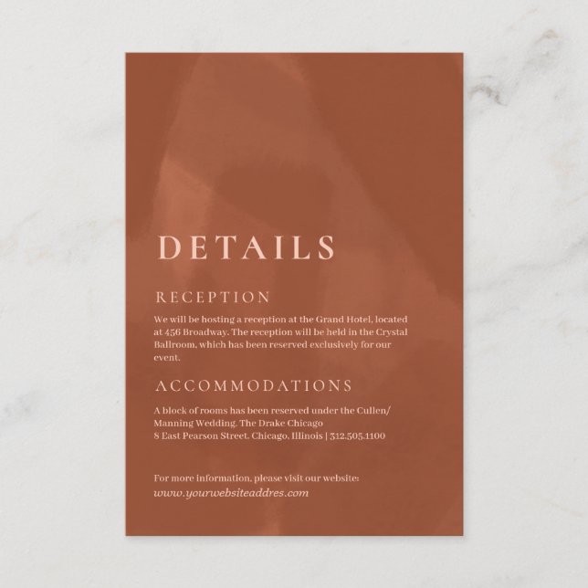 D'accompagnement Carte de boîtier couleur mariage rouille simple (Devant)