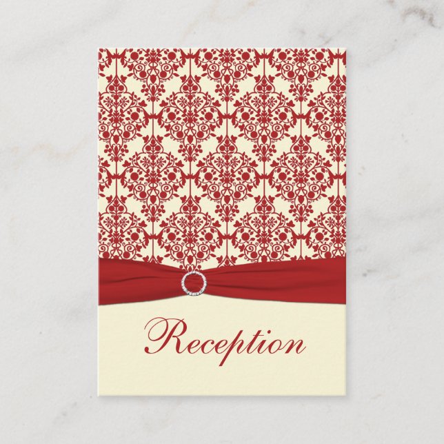 D'accompagnement Carte de boîtier crème et rouge Damask (Devant)