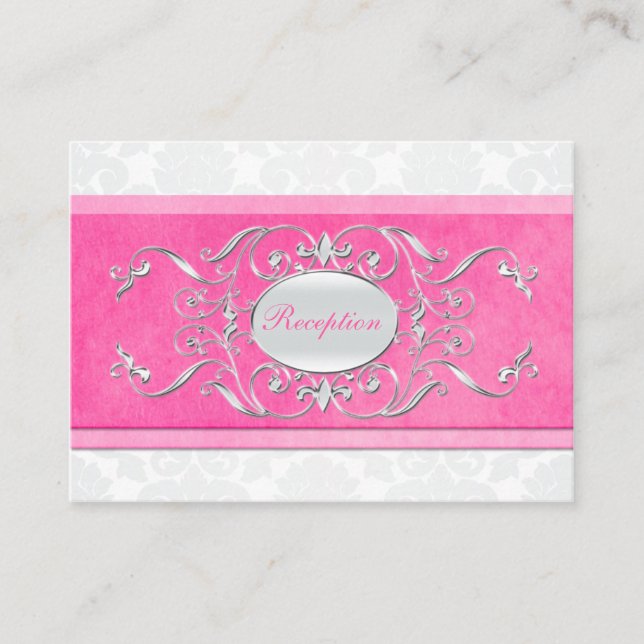 D'accompagnement Carte de boîtier Damas rose, blanc et gris (Devant)