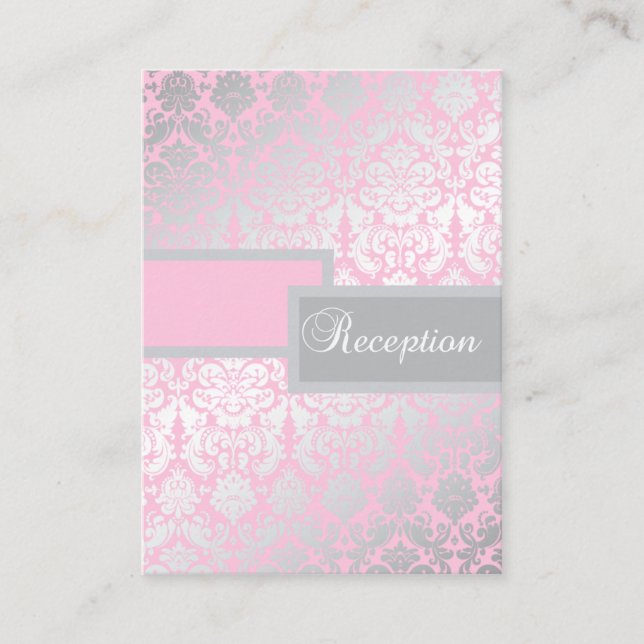 D'accompagnement Carte de boîtier Damas rose et gris (Devant)