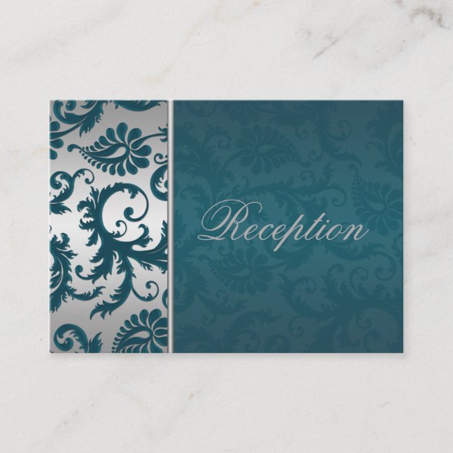 D'accompagnement Carte de boîtier Damask II en argent et Turquoise (Devant)