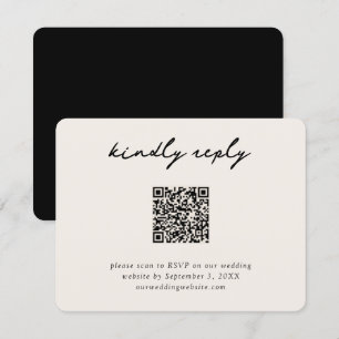 D'accompagnement Carte de boîtier de code QR CRÈME et noir RSVP
