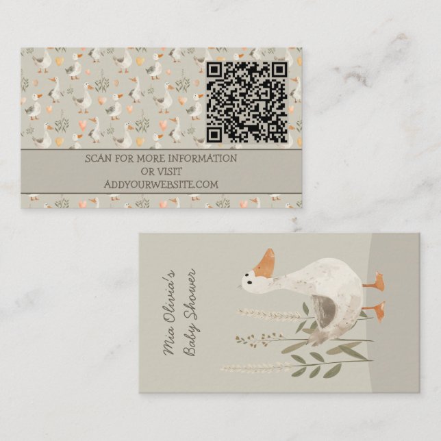 D'accompagnement Carte de boîtier de code QR de l'oie d'aquarelle m (Devant / Derrière)