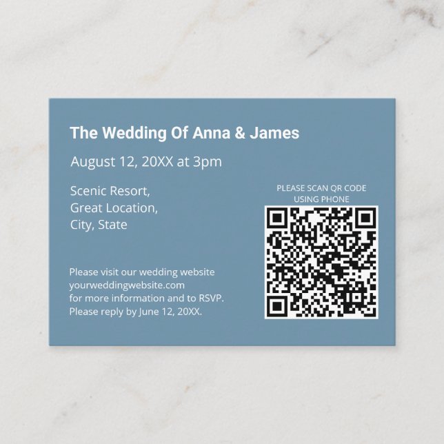 D'accompagnement Carte de boîtier de code QR Mariage bleu moderne D (Devant)