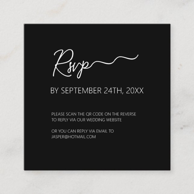 D'accompagnement Carte de boîtier de code QR RSVP noir Premium (Devant)