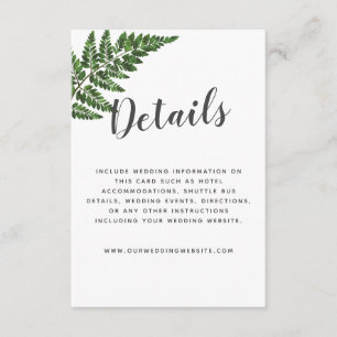D'accompagnement Carte de boîtier de détail du Mariage Lush Fern