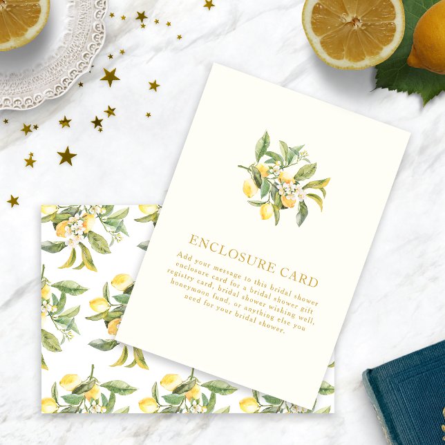 D'accompagnement Carte de boîtier de Fête des mariées citron (Watercolor Lemon Floral Bridal Shower Enclosure Card by Painted Paperie
)