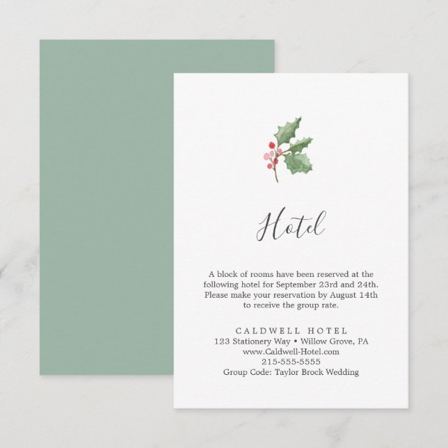 D'accompagnement Carte de boîtier de l'hôtel Christmas Green & Berr (Devant / Derrière)