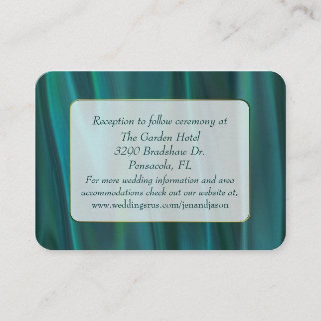 D'accompagnement Carte de boîtier de Mariage Turquoise en satin (Devant)