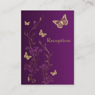 D'accompagnement Carte de boîtier de papillons floraux pourpres, or