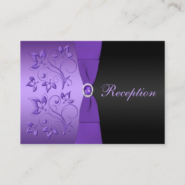 D'accompagnement Carte de boîtier de réception florale violette et  (Devant)