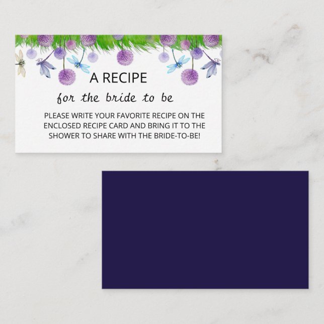 D'accompagnement Carte de boîtier de recette florale pourpre (Devant / Derrière)