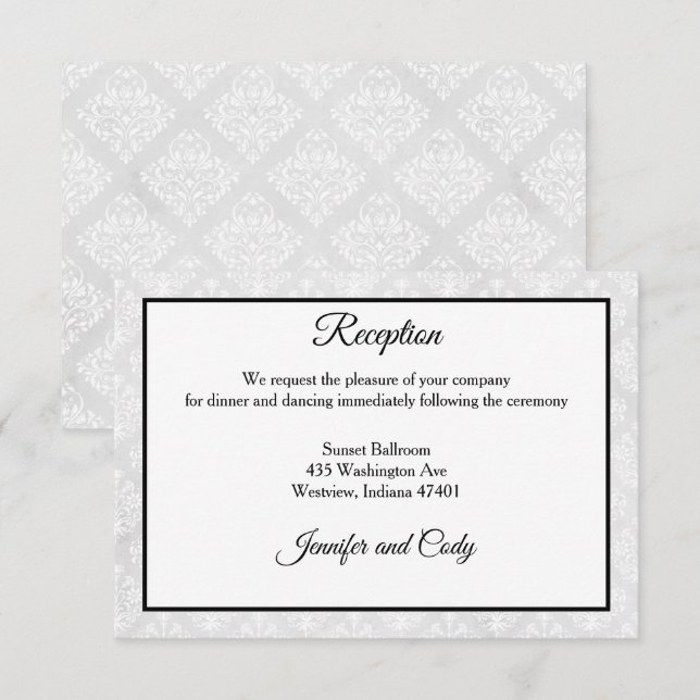 D'accompagnement Carte de boîtier d'invitation mariage damassé (Devant / Derrière)