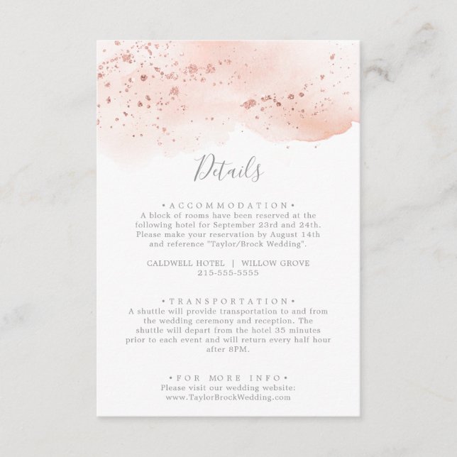 D'accompagnement Carte de boîtier du Mariage rose Gold Watercolor (Devant)
