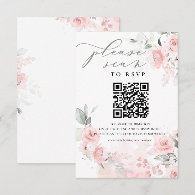 D'accompagnement Carte de boîtier du site Web mariage QR Code RSVP  (Devant / Derrière)