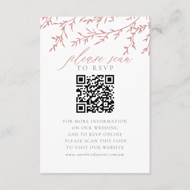 D'accompagnement Carte de boîtier du site Web mariage QR Code RSVP  (Devant)