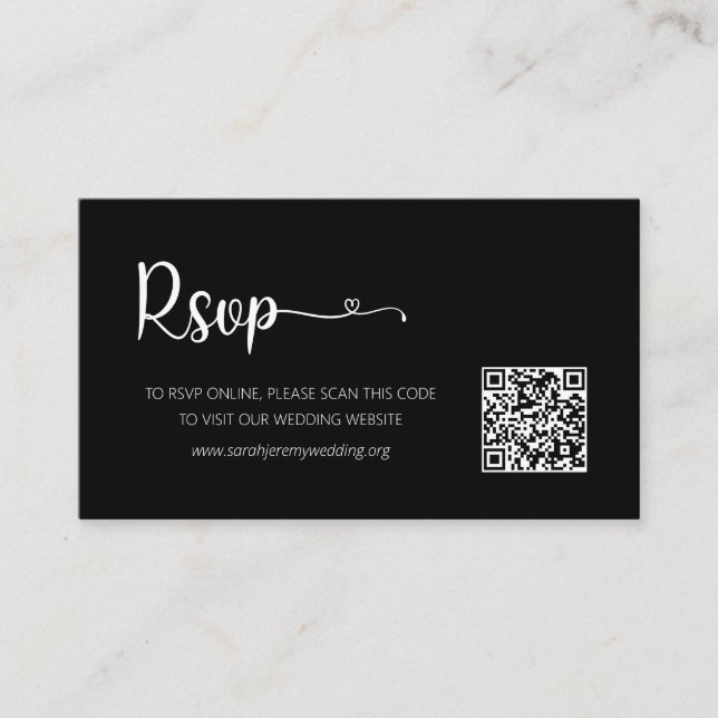 D'accompagnement Carte de boîtier du site Web RSVP de mariage noir  (Devant)